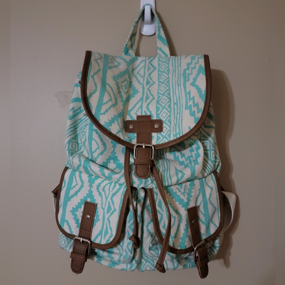 Ethnic Mint Drawstring Backpack